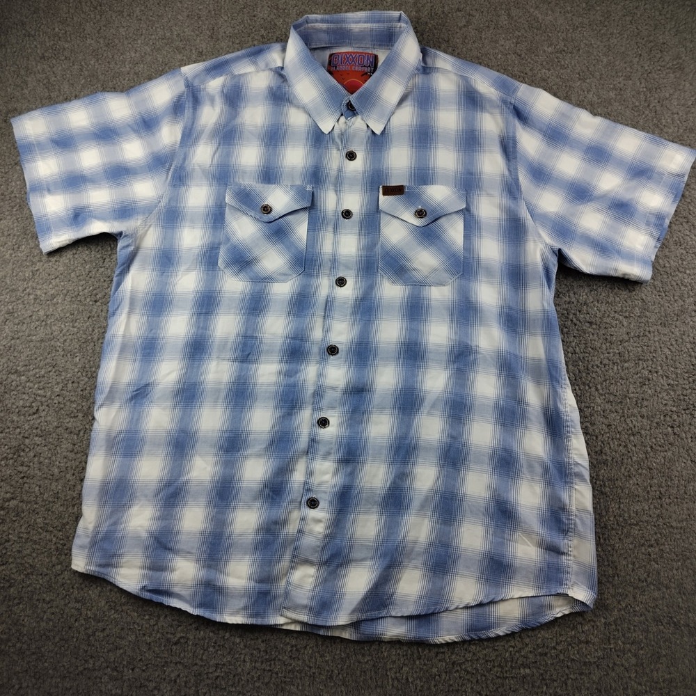 Dixxon Shirt Mens XL Paddle Out Blue White Plaid Bamboo Blend EUC